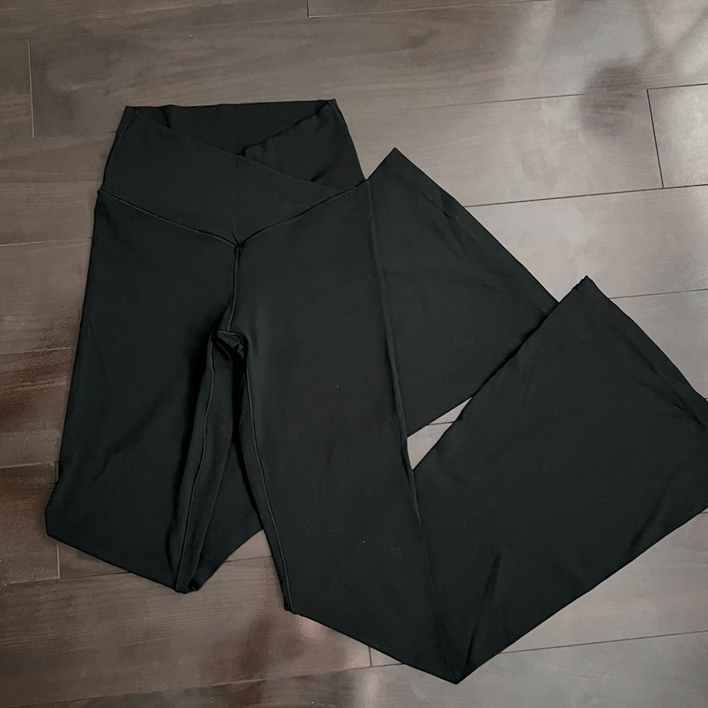 Aerie Black Crossover Flare Pants
